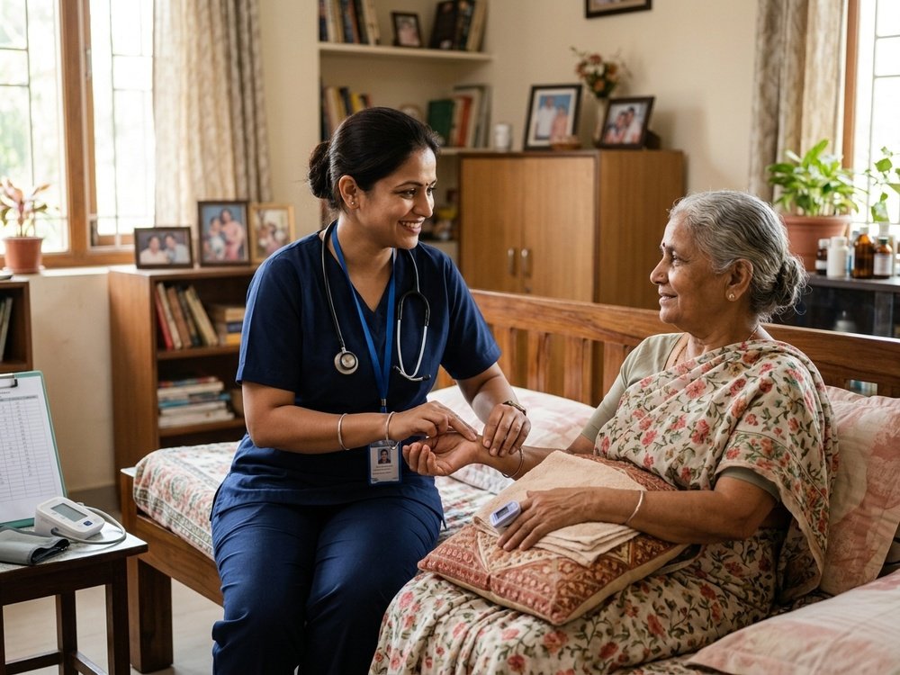 NS Patient Homecare nursing staff caring for a patient at home